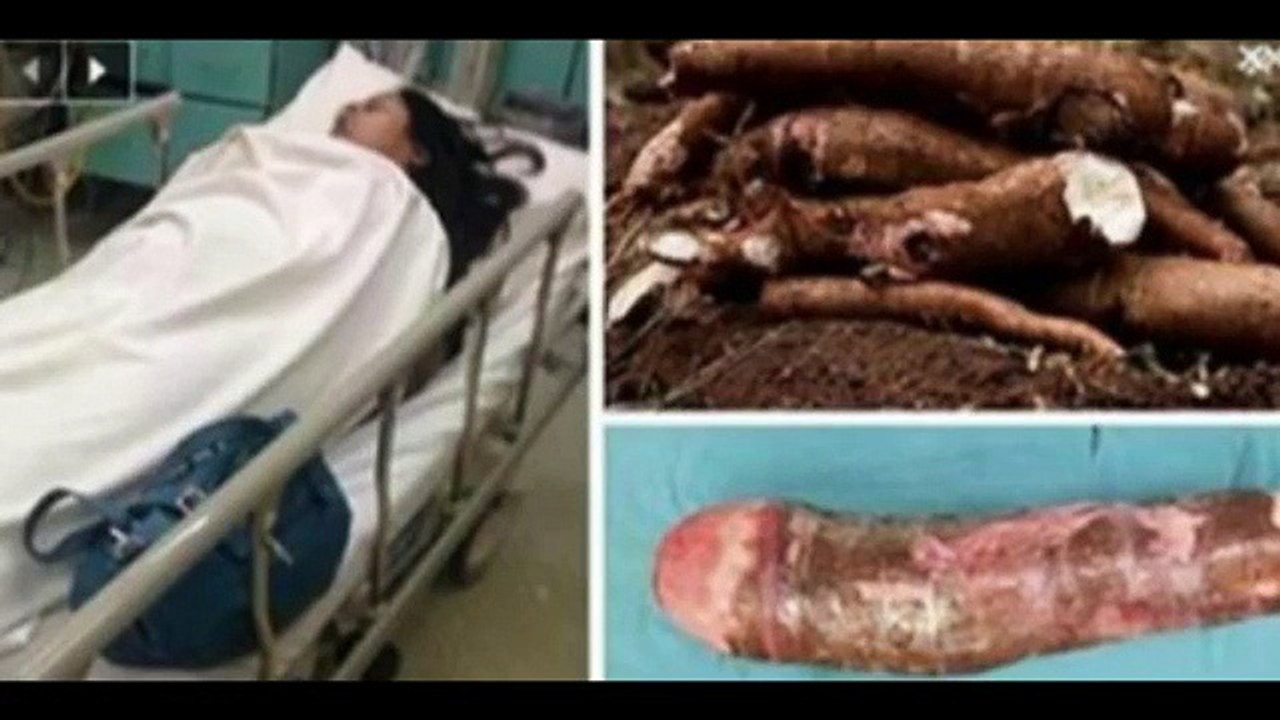 Esta mujer se introduce una yuca