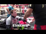 boxing superstar Canelo Alvarez in camp for Liam Smith Getting Hands Wrapped.mp4 EsNews Boxing