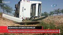 Konya'da otobüs devrildi