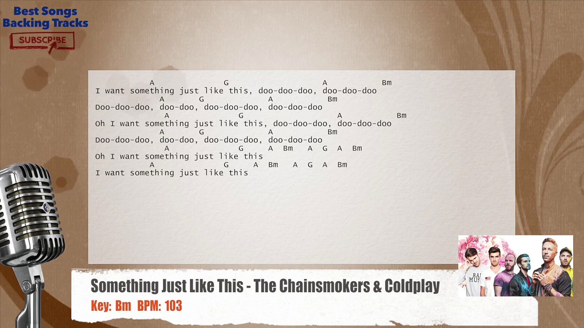 Something Just Like This The Chainsmokers Coldplay Vocal Backing Track With Chords And Lyrics Video Dailymotion