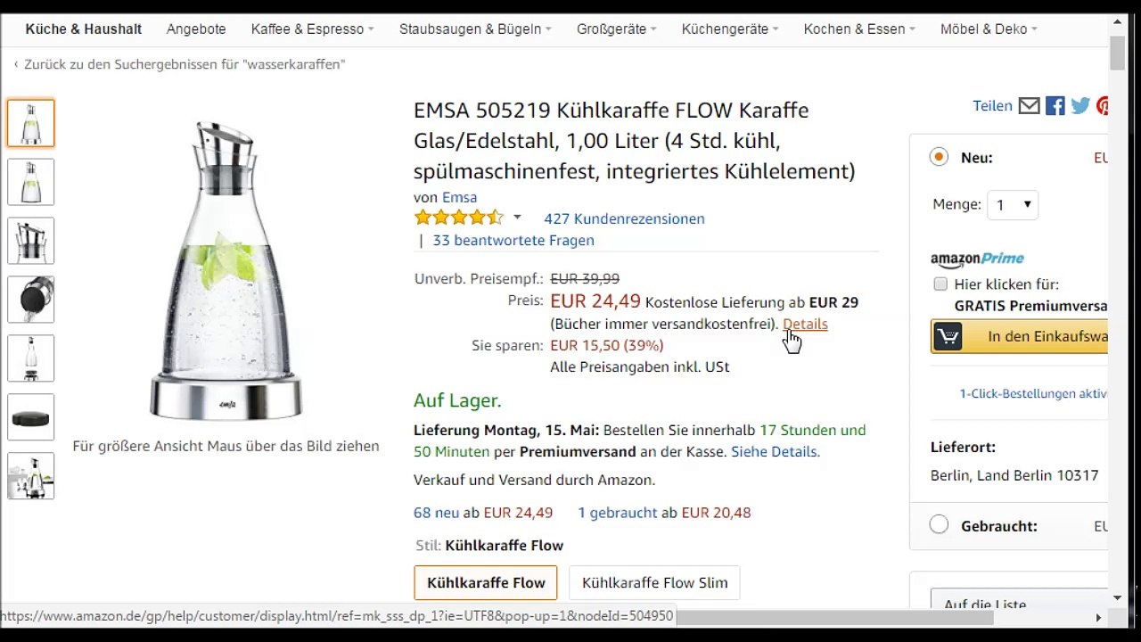 Wasserkaraffen Vergleich