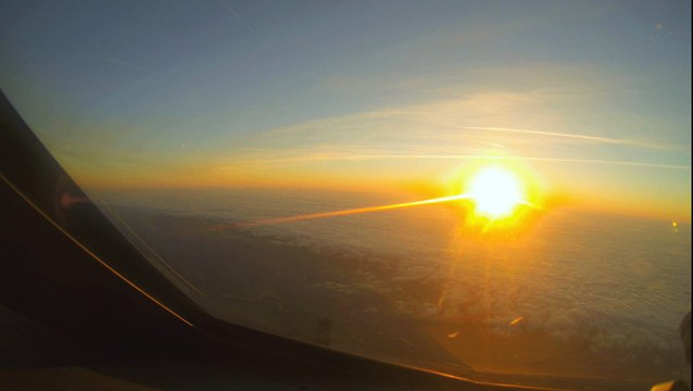 KLM Boeing 747-400F Landing Amsterdam Sunset, Cockpit Nose View