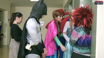 SpiderMan throw trashes on the floor prank Anna vs Elsa! w_ Joker and Black Cat steal money Batman