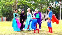 SpiderMan, frozen elsa, jokers, maleficent vs baby anna troll superman Pain in real life Superhero