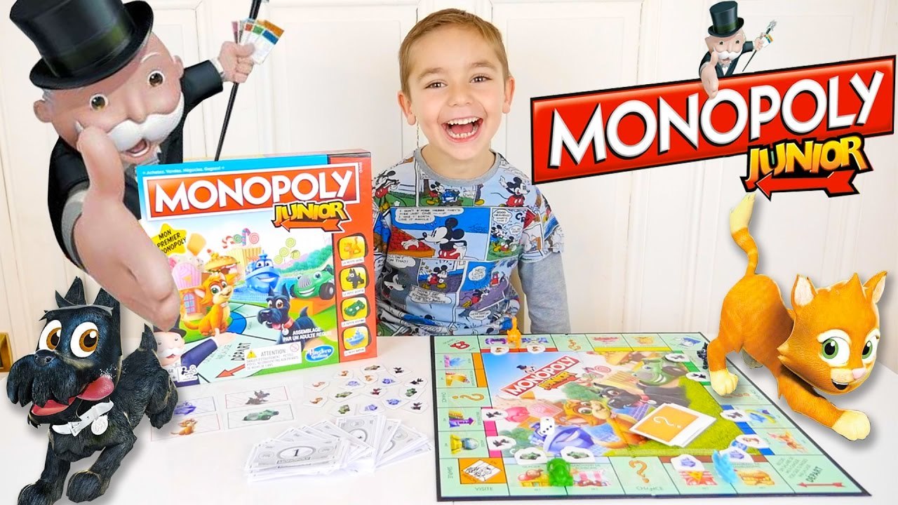 JEU - MONOPOLY JUNIOR - Swan achète un Parc d'Attractions, un ZOO, une Pizzéria  - Jeu de société