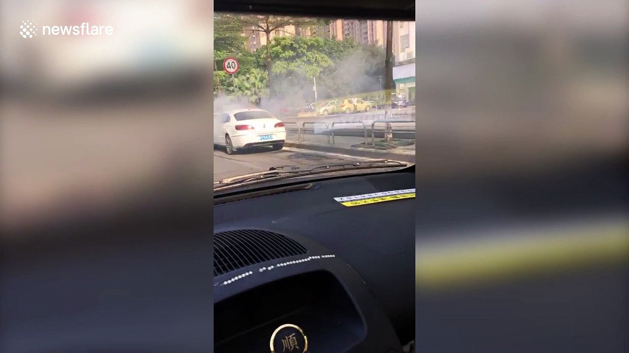 Car bursts into flames and explodes