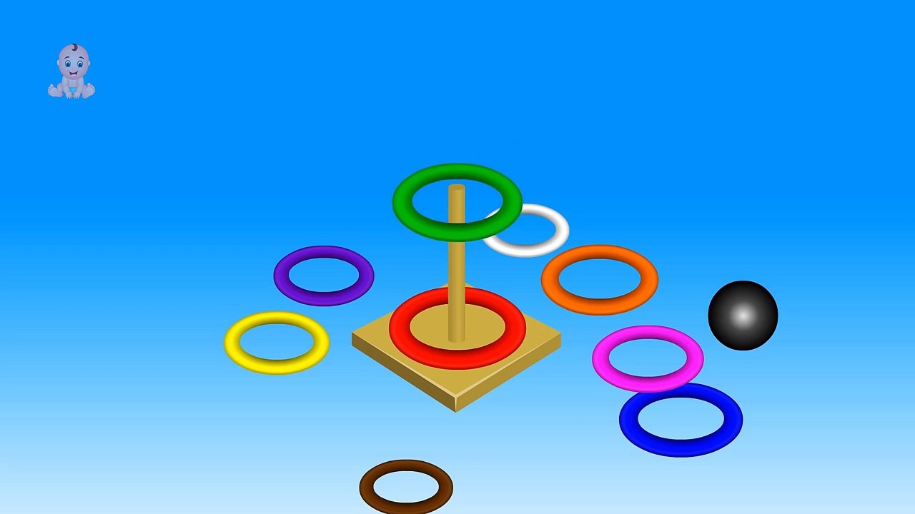 Colors for Children to Learn with Wooden Face Hammer Stacking Rings   Kids Color Learning Videos