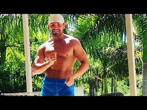 Gemma Collins is scantily-clad in plunging swimsuit