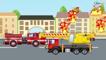 The Car Cartoon: Fire Truck and Police Car in the Danger in Trucks City | Kids Cars cartoon