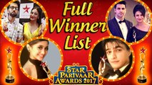 Star Parivaar Awards 2017 Winners List | DIVYANKA | MOHSIN | SURBHI | SHIVANGI | TellyMasala