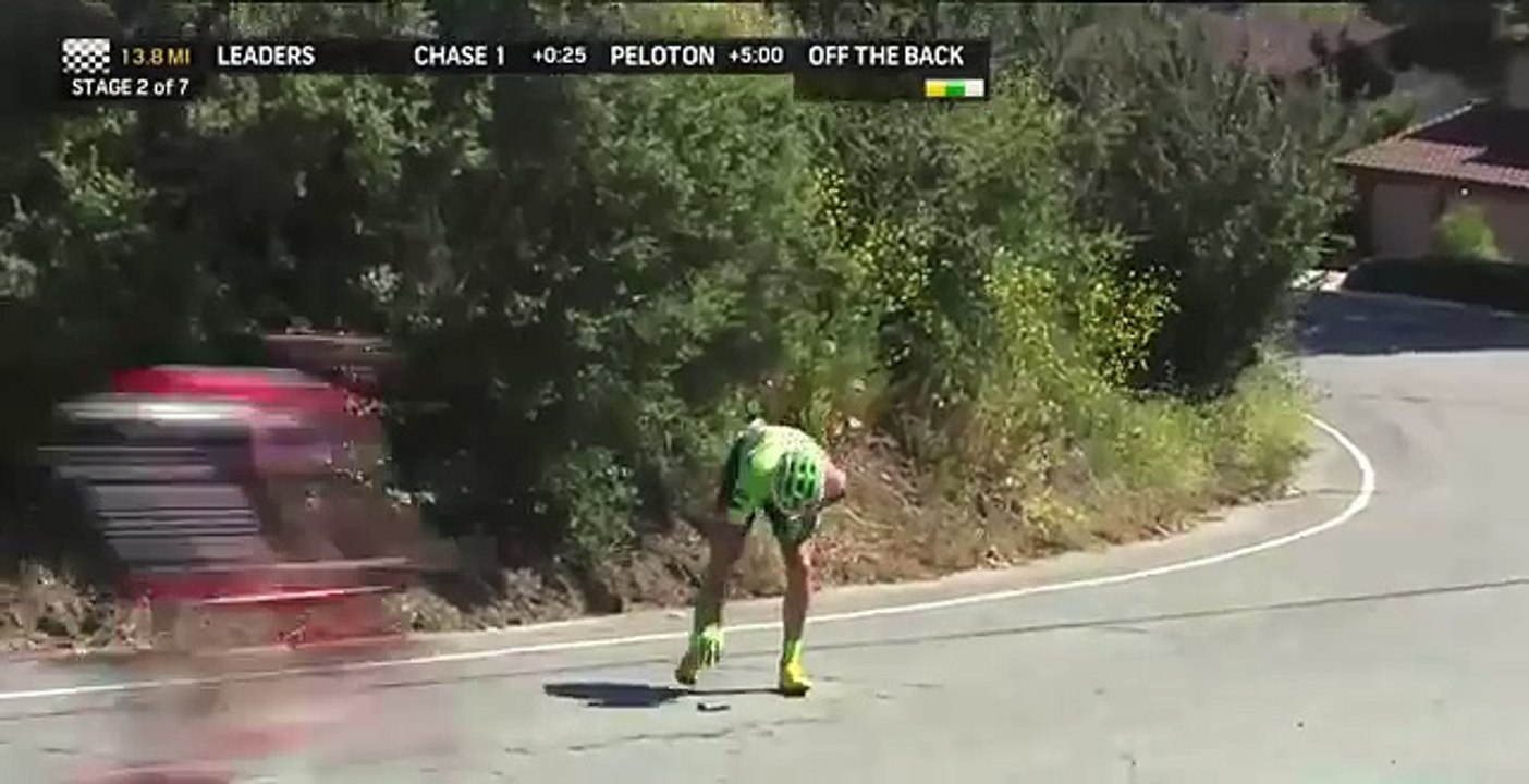 La dangereuse chute de Toms Skujiņš  au Tour de Californie