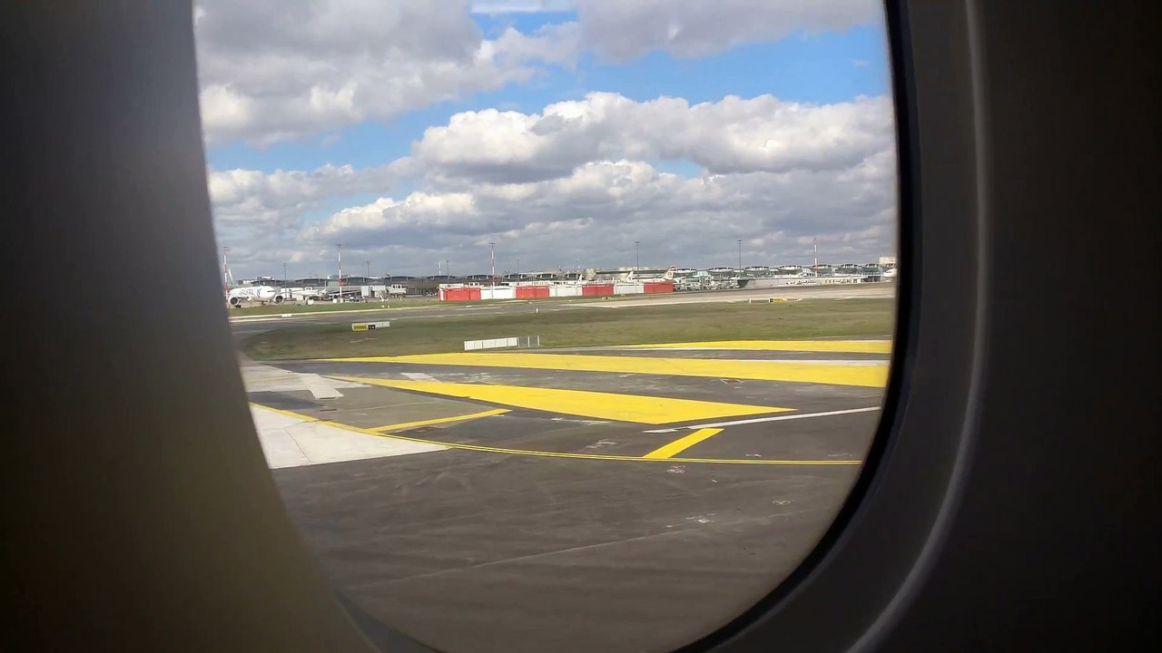 Emirates Airbus A380 taking off from Paris (CDG)