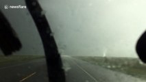 Storm chaser drives through ominous storm in Texas