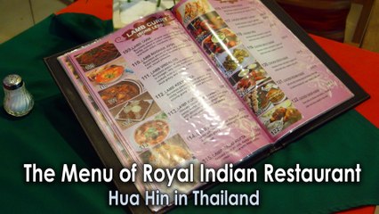 The Menu of Royal Indian Restaurant in Hua Hin