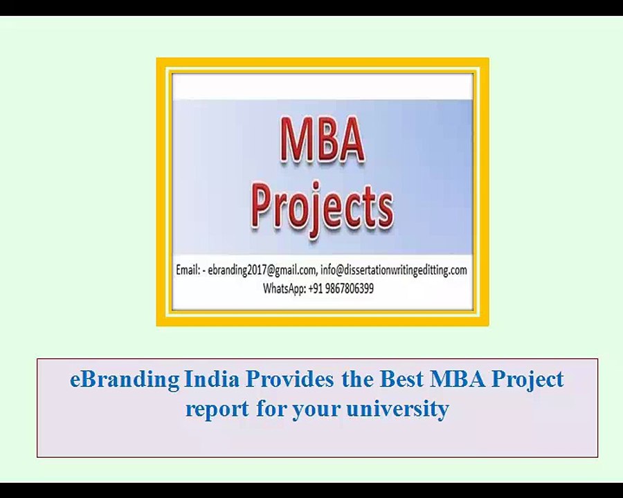 1.eBranding India Provides the Best MBA Project report for your university