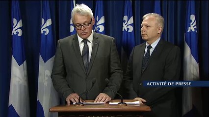 Firme Roche: Point de presse de Jean-François Lisée et de Gaétan Lelièvre