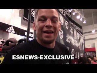 UFC King Nate Diaz reaction to shirts with his middle finger and people thinking he's nick! EsNews