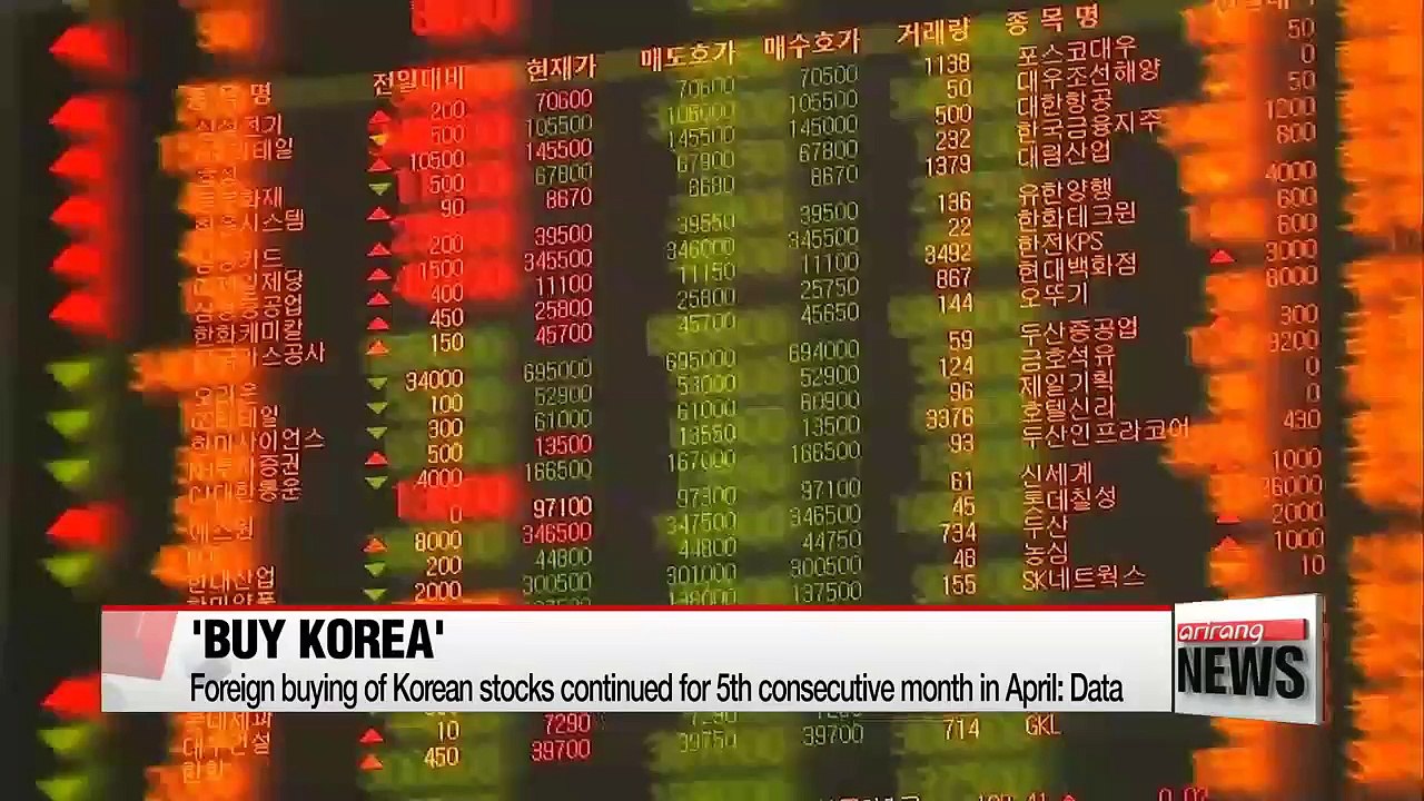 Foreign buying of Korean stocks continued for 5th consecutive month in April: data