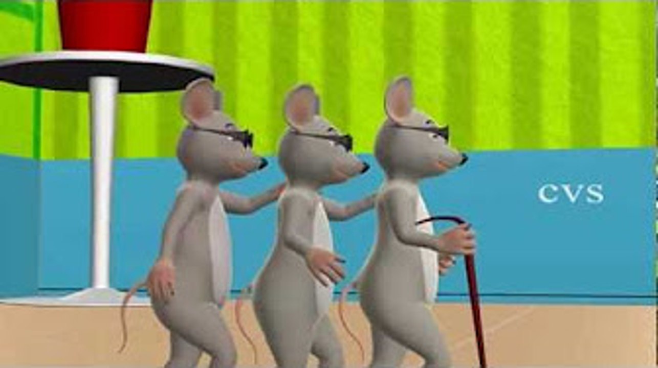 Three Blind Mice 3D Animation English Nursery Rhyme for children with lyrics
