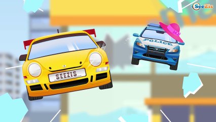 La Voiture de police Bleu pour bébés - Apprendre les règles de circulation - Dessin animé français