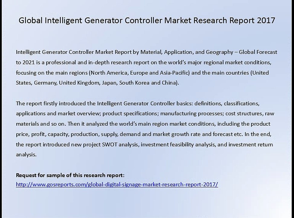 Global Intelligent Generator Controller Market Research Report 2017