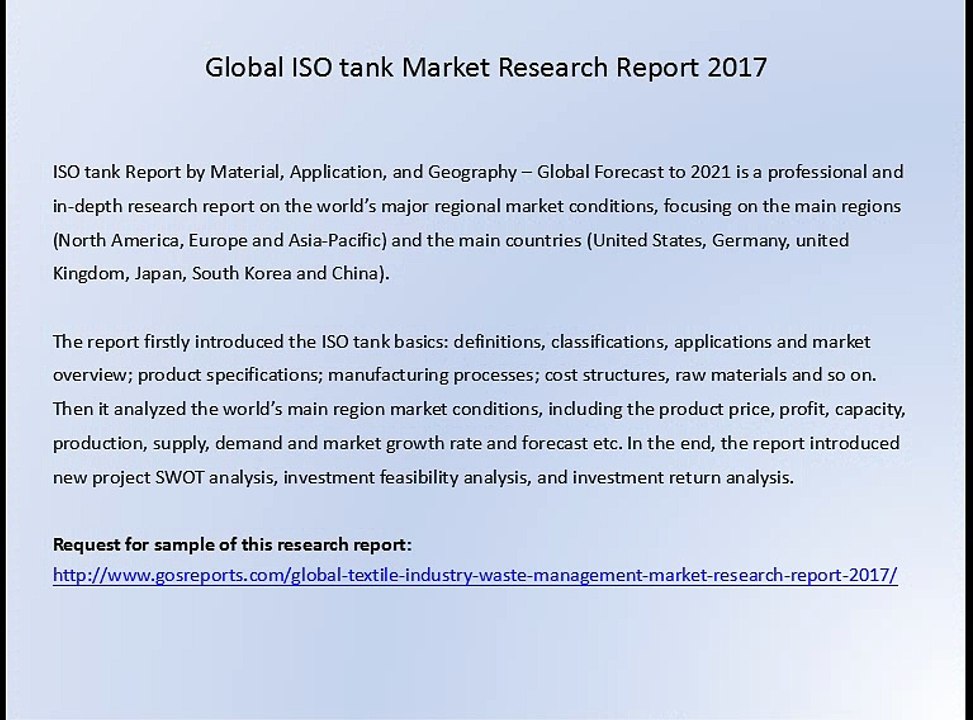 Global ISO tank Market Research Report 2017