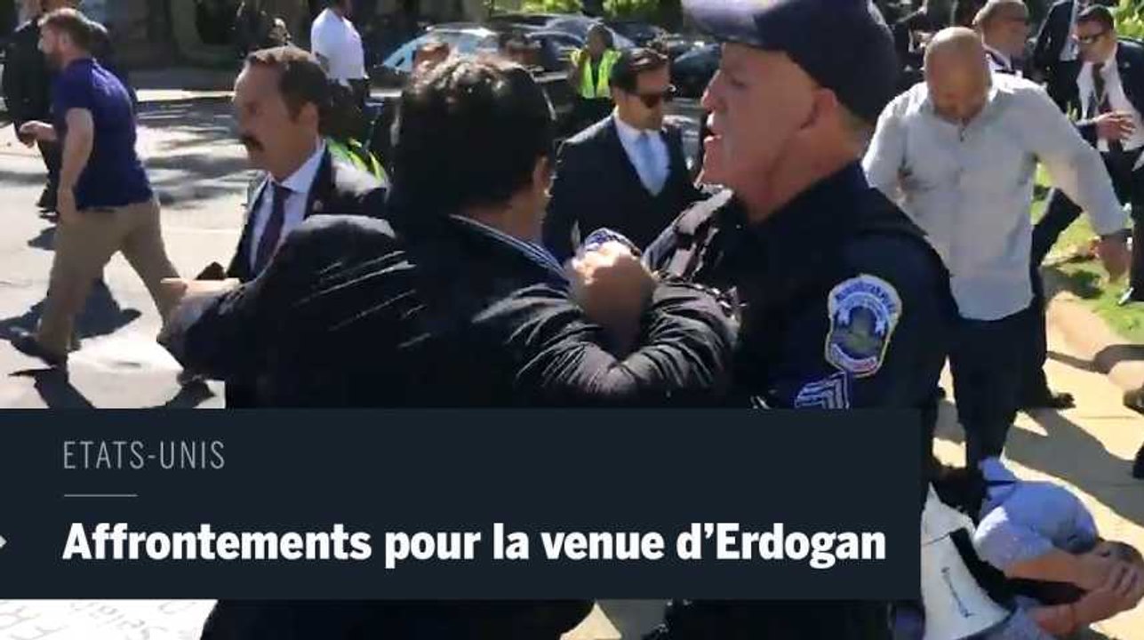 Affrontements violents entre les gardes du corps d'Erdogan et des manifestants