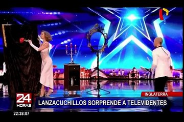 Inglaterra: lanza cuchillos sorprende a televidentes