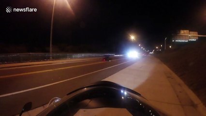 Motorcyclist crashes badly while doing a wheelie