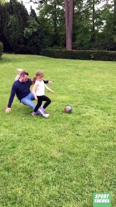 The dad with a brutal slide tackle on his daughter!