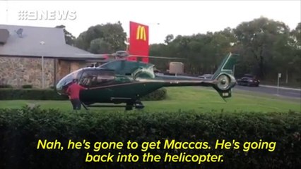 Un pilote va chercher son mcdo en hélicoptère !
