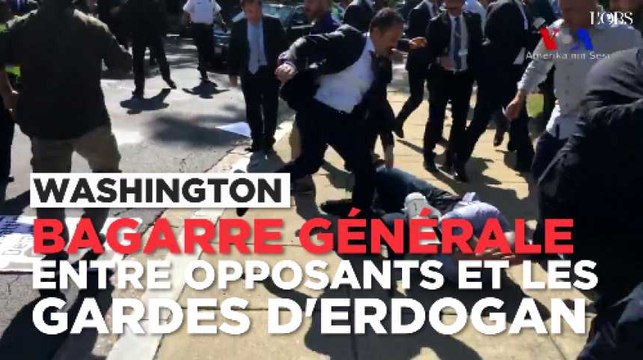 Bagarre générale entre opposants kurdes et le service d'ordre d'Erdogan