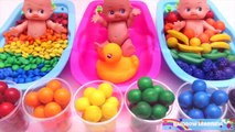 Learn Colors M&Ms Chocolate Bubble Gum Baby Doll Potty Training Bath Time For Children Kids