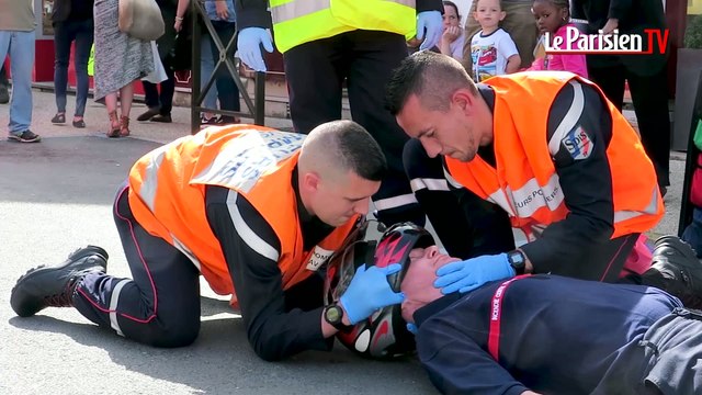 Nangis : les pompiers en pleine de démonstration d’un secours à victime