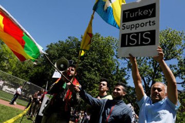 Nine injured after protest erupts outside of Turkish embassy