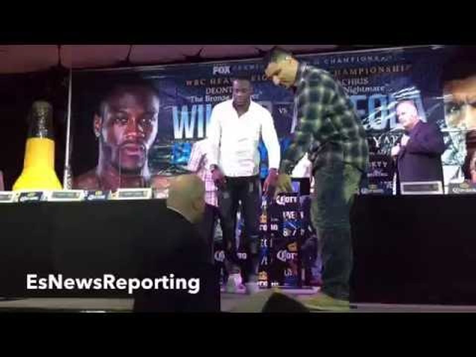 DEONTAY WILDER VS CHRIS ARREOLA TITANIC FACE OFF!!! CLASH OF THE TITANS!!! - EsNews Boxing