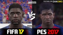 FIFA 17 vs PES 2017 FC Barcelona Players Faces Comparison - HD 1080p