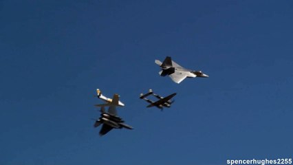 2010 March ARB Airfest - U.S.A.F. Heritage Flight - F-22, F-15E, P-38 & F-86 (Sunday)