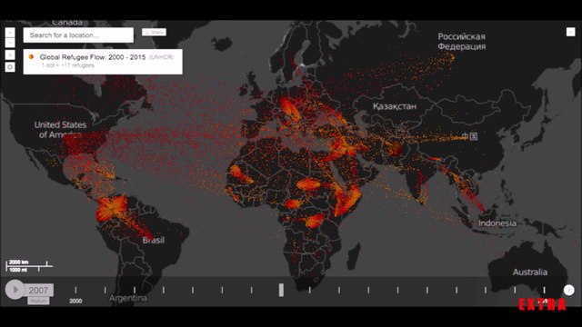 Mesmerizing maps show the global flow of refugees over the last 15 years