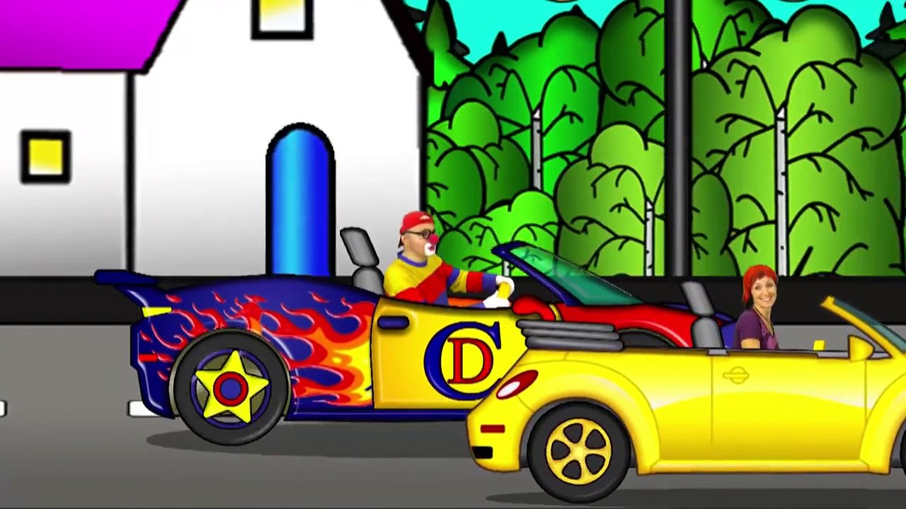 Car Clown Cartoons - The Masha & Clown RACE! (Маша и клоун Дима)