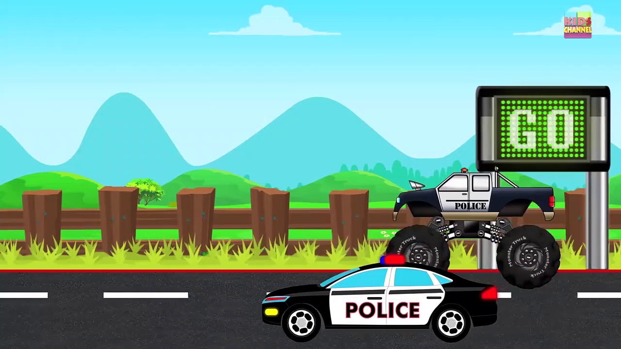 Police Monster Truck VS Police Car _ VS Battle _ Video for Children-YHqzNWfW5