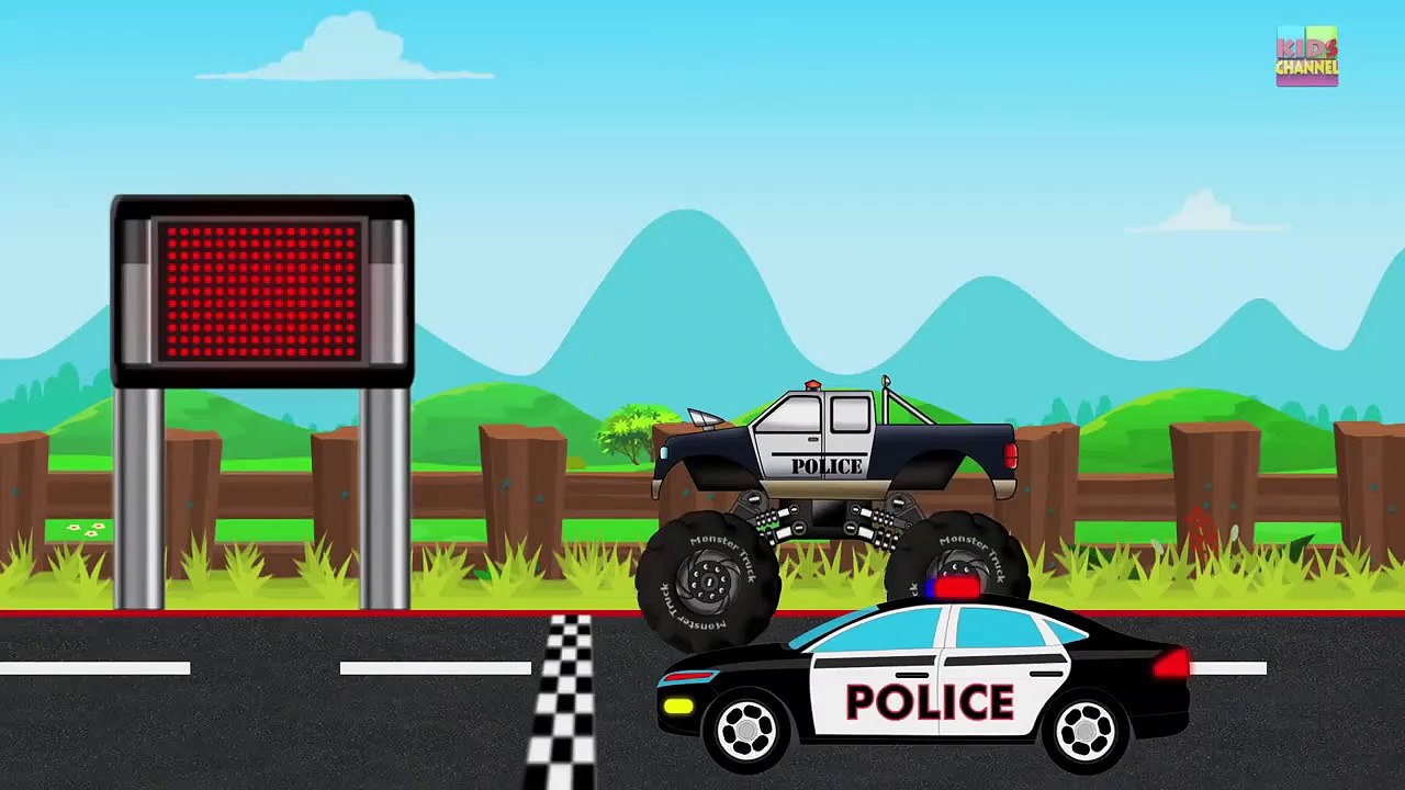Police Monster Truck VS Police Car _ VS Battle _ Video for Children-YHqzNWfW5ps