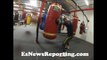 Greek fighter Dennis Dauti at RGBA Oxnard working heavy bag - EsNews Boxing