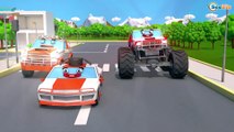 Colors Cars w 3d Cartoon for babies children w Police Car for kids!