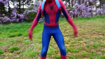 SUPERHERO Shark Attack 2 - JOKER Unleashes a Flying Shark on SPIDERMAN - DCTC Superheroes IRL