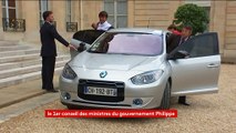 L'arrivée de Nicolas Hulot dans la cour de l'Elysée pour le Conseil des ministres