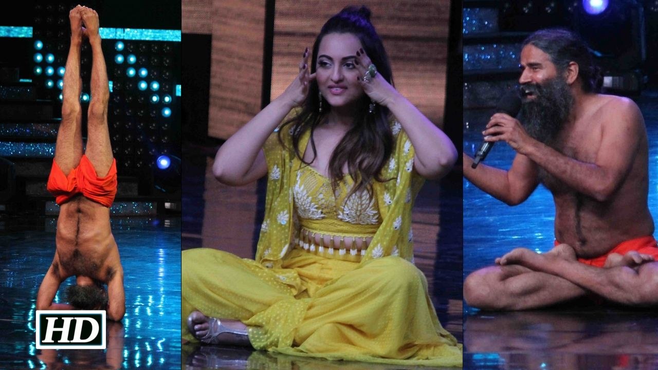 Baba Ramdev teaches YOGA to Sonakshi Sinha