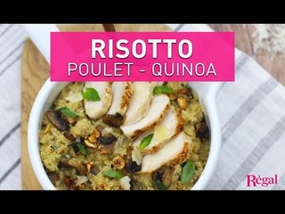 Quinoa au lait de coco, poulet rôti, champignons et noisettes | regal.fr