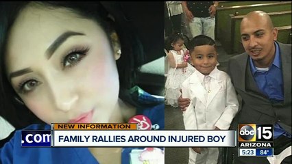 Family rallies around injured boy and his father after crash