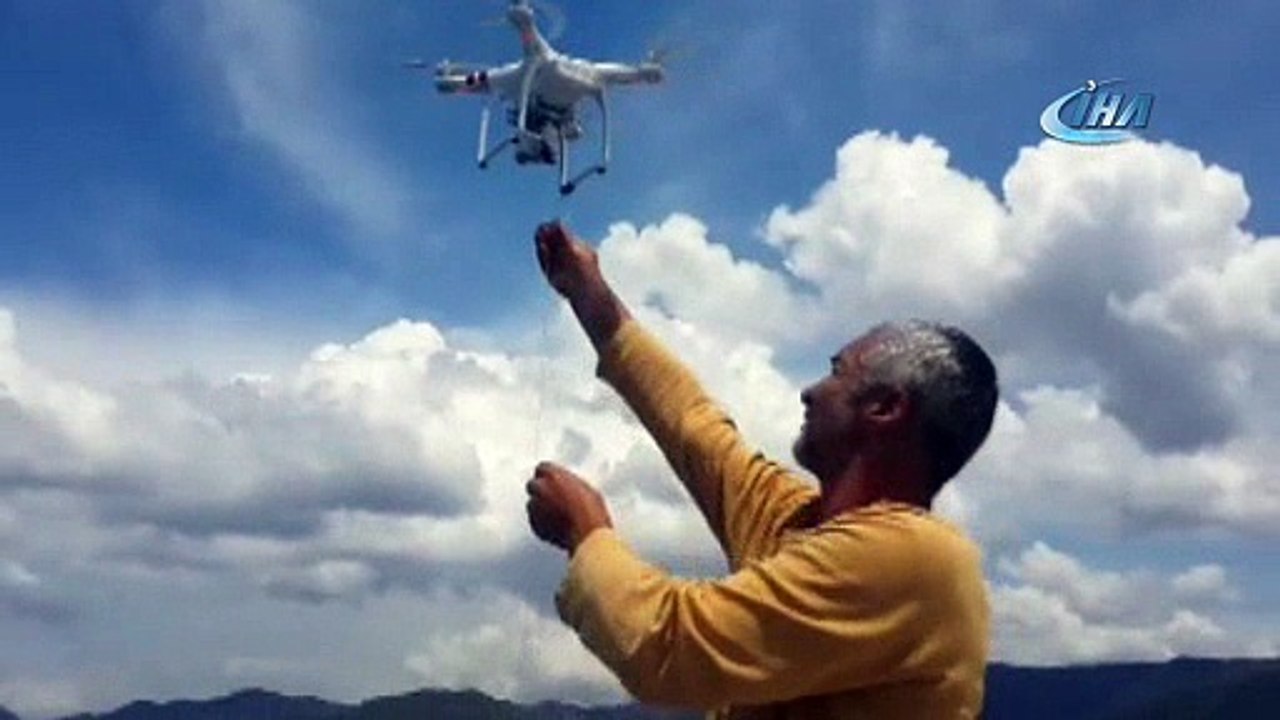 Drone'la balık avladı